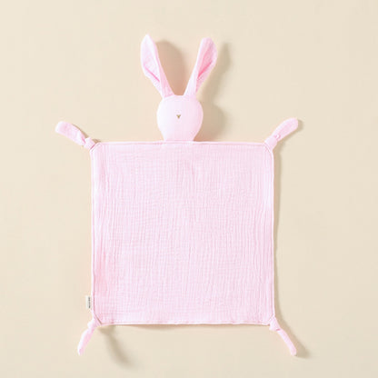 Doudou lange lapin rose poudré en gaze de coton