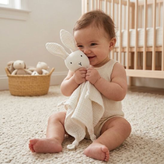 Doudou lapin unisexe en coton doux et léger