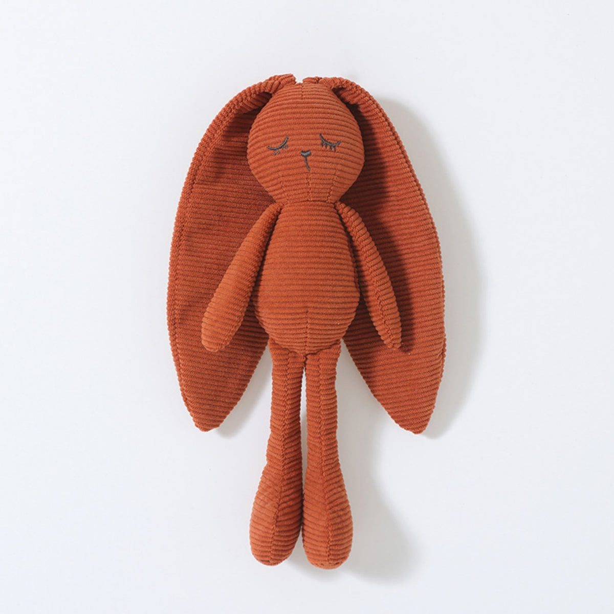 Doudou lapin en velours côtelé rouille cannelle