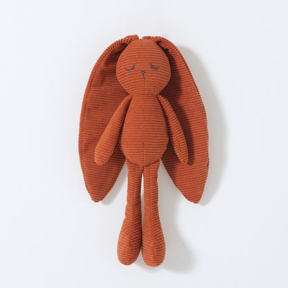 Doudou lapin en velours côtelé rouille cannelle