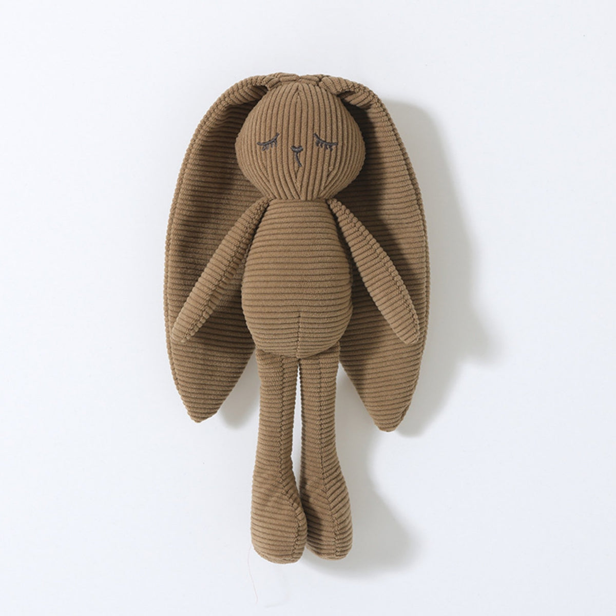 Doudou lapin en velours côtelé marron noisette