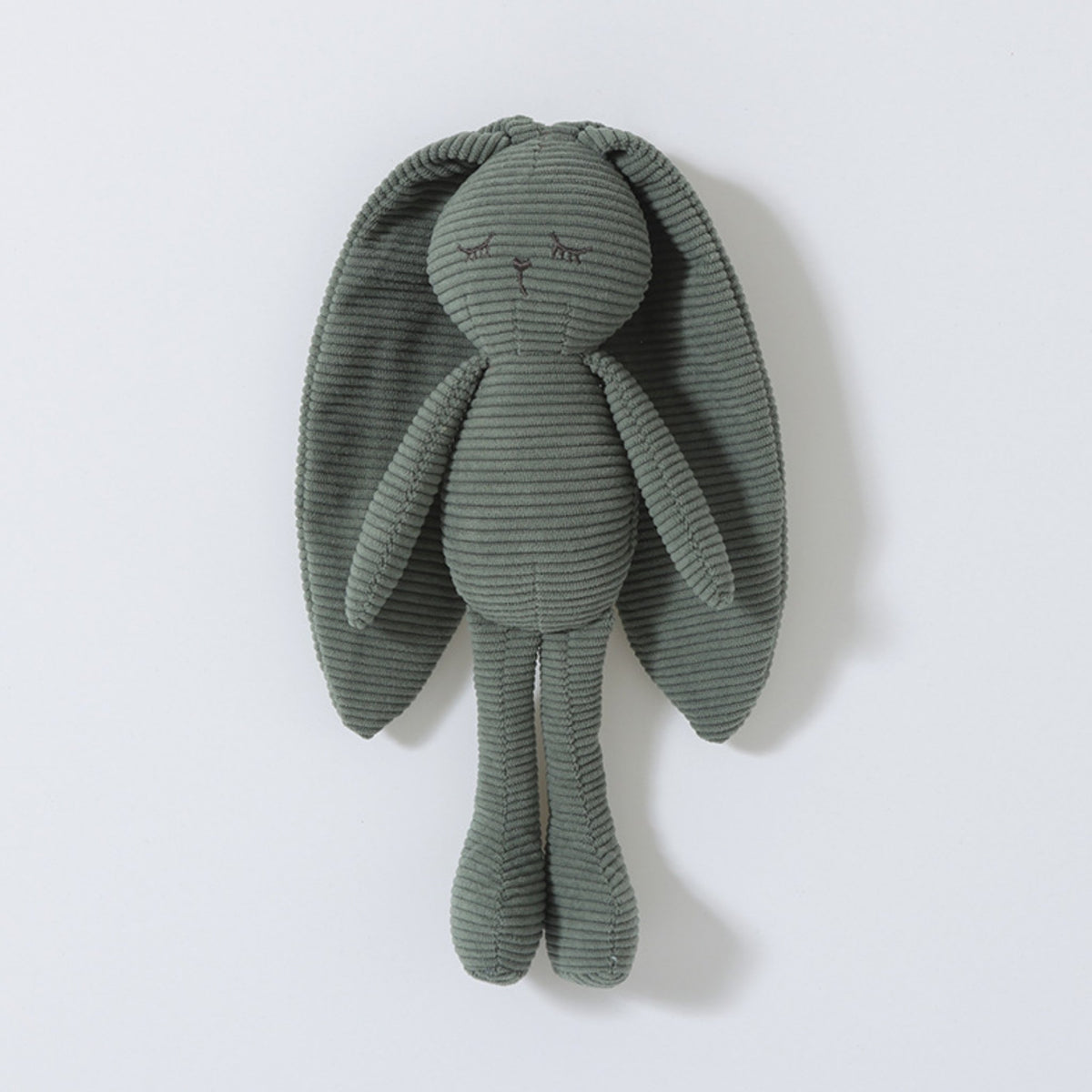 Doudou lapin en velours côtelé vert olive