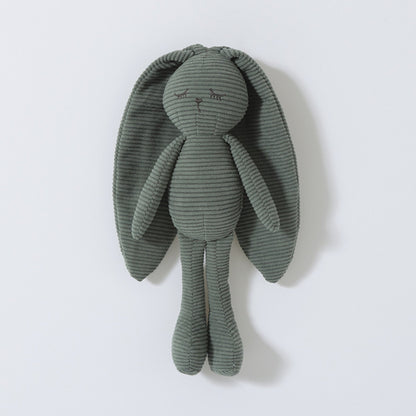 Doudou lapin en velours côtelé vert olive