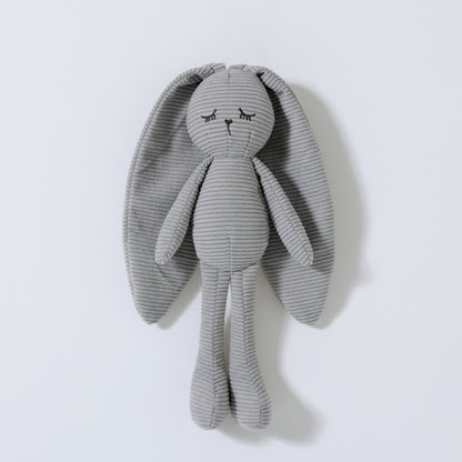 Doudou lapin en velours côtelé gris perle