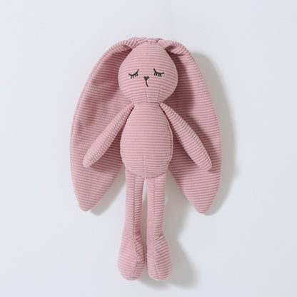 Doudou lapin en velours côtelé vieux rose