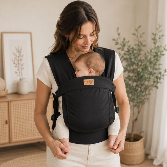 Porte-bébé physiologique noir – portage à l'intérieur