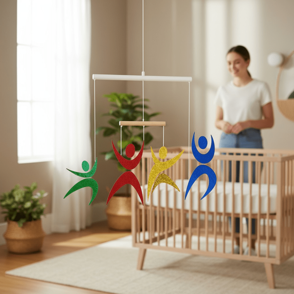 Mobile Montessori des danseurs pour stimuler la perception du mouvement et de la lumière