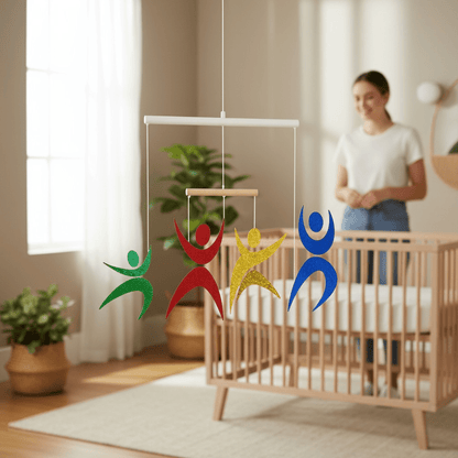 Mobile Montessori des danseurs pour stimuler la perception du mouvement et de la lumière