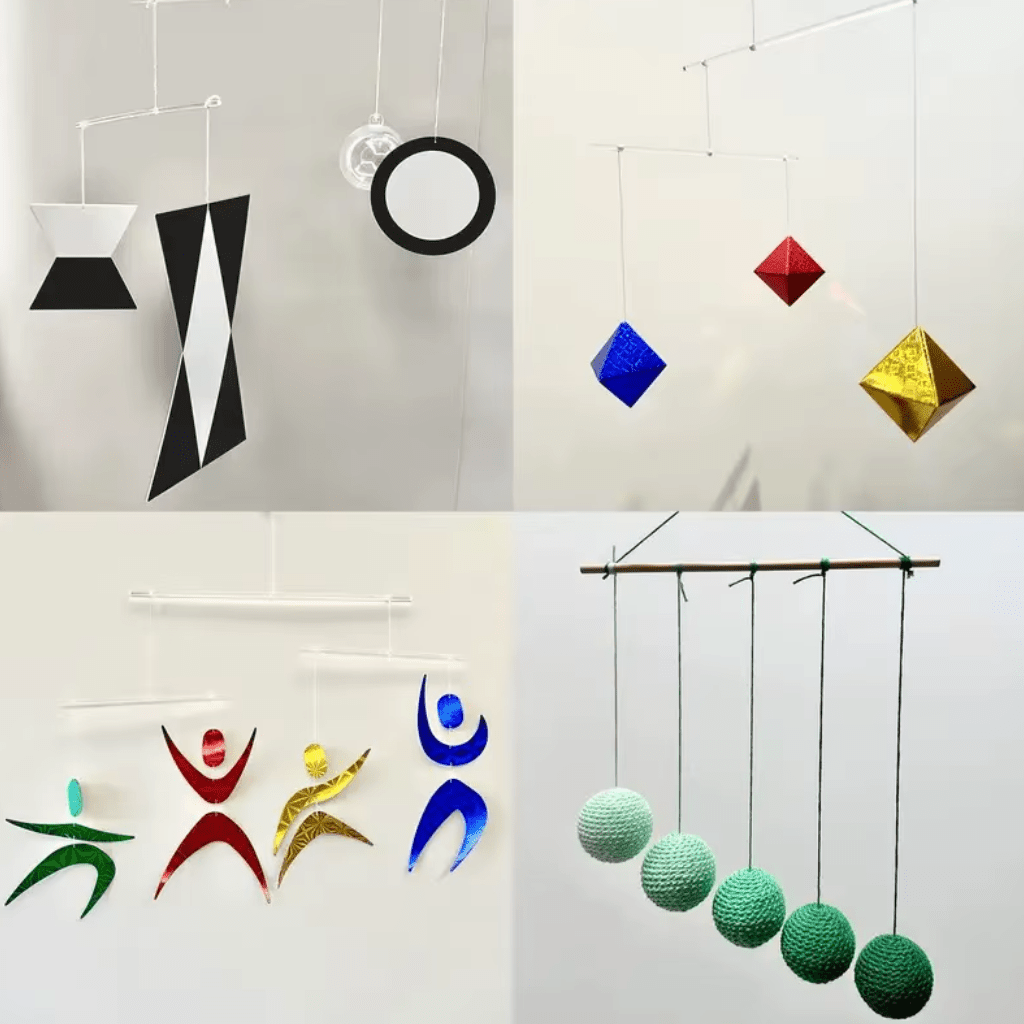 Mobile Montessori pour bébé stimulant la reconnaissance des couleurs et des formes