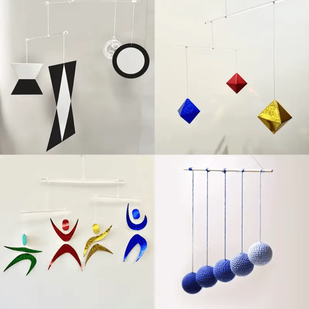 Mobile Montessori fait main dans un atelier artisanal sans fumée