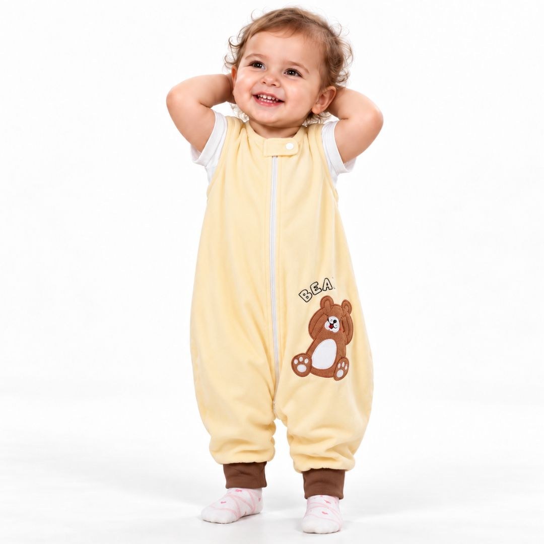 Gigoteuse 2 ans polaire jaune brodée ourson