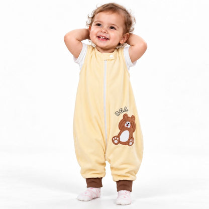 Gigoteuse 2 ans polaire jaune brodée ourson