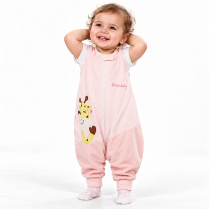 Gigoteuse 2 ans polaire rose brodée girafe