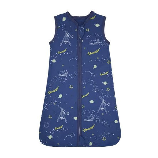 Gigoteuse bébé garçon et fille TOG 1 motif constellation et planètes sur fond bleu nuit.
