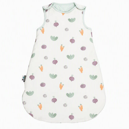Gigoteuse bébé hiver imprimée carottes, radis et feuilles aux tons pastel