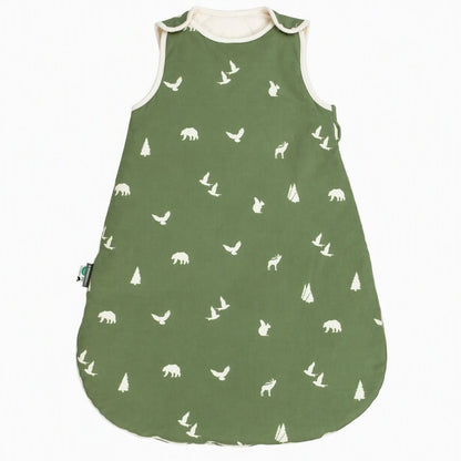 Gigoteuse bébé hiver vert sauge imprimée ours, cerfs et sapins