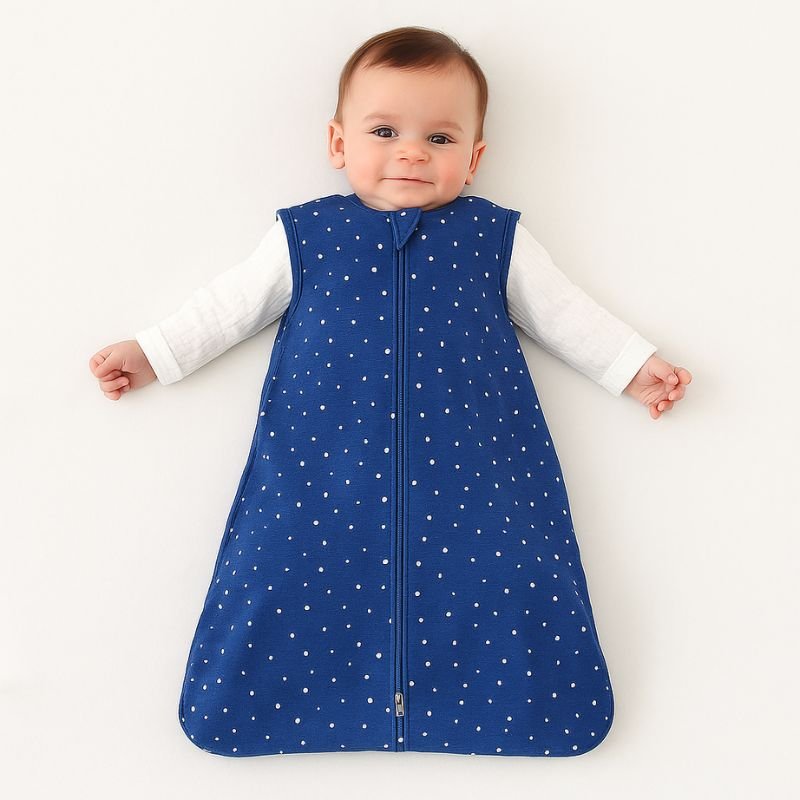 Gigoteuse bébé légère motif étoiles grises sur coton kaki