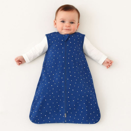 Gigoteuse bébé légère motif étoiles grises sur coton kaki