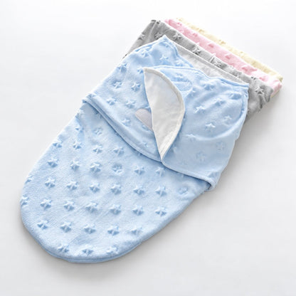 Gigoteuse d'emmaillotage bleue ouverte, doublure en gaze