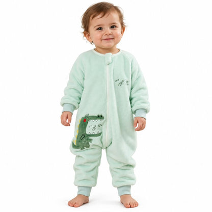 Gigoteuse pyjama en flanelle menthe avec crocodile musicien brodé