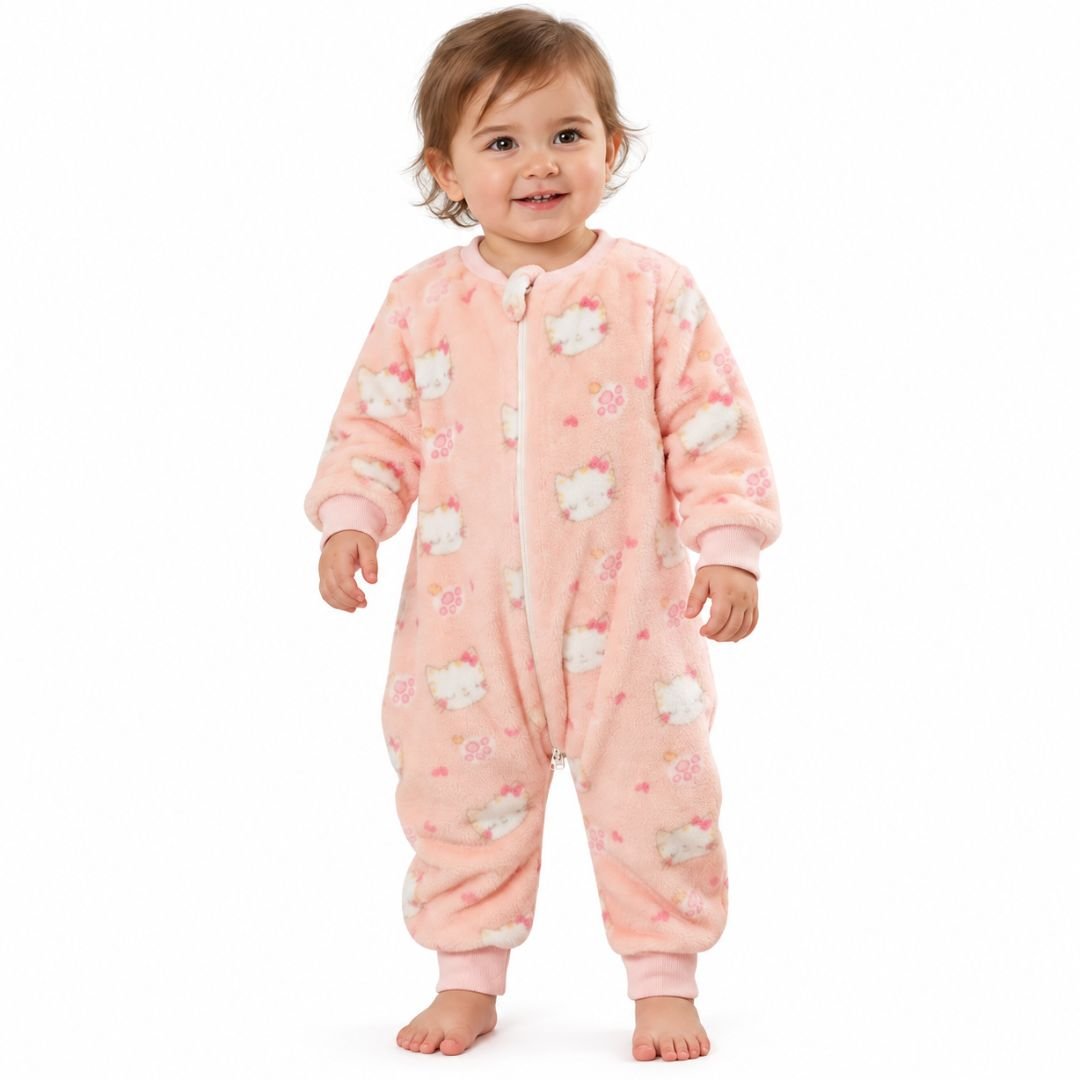 Gigoteuse pyjama rose à motifs chatons pour petite fille