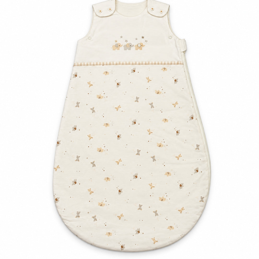 Gigoteuse sans manche coton écrue motif éléphants