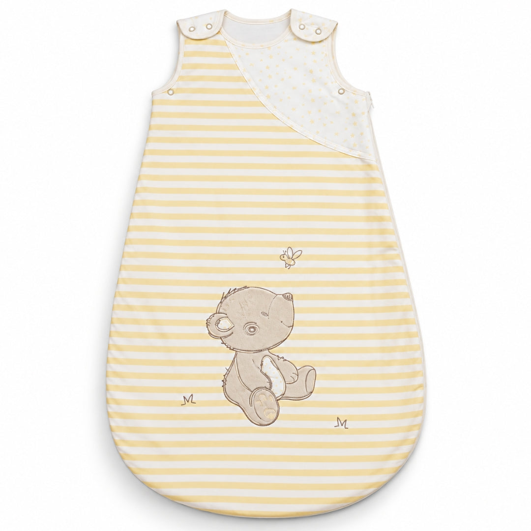 Gigoteuse sans manche coton rayée jaune avec ourson
