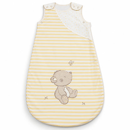 Gigoteuse sans manche coton rayée jaune avec ourson
