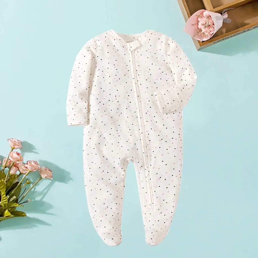 Grenouillère bébé motif pois mixte