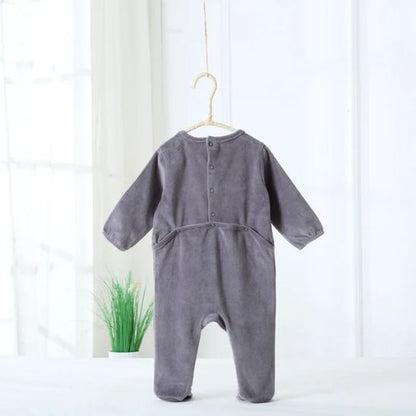 Grenouillère bébé en velours – Pyjama chaud 0-24 mois version turquoise papillons pastel
