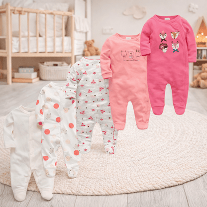 Grenouillère bébé fille rose avec motif animal mignon et coupe confortable