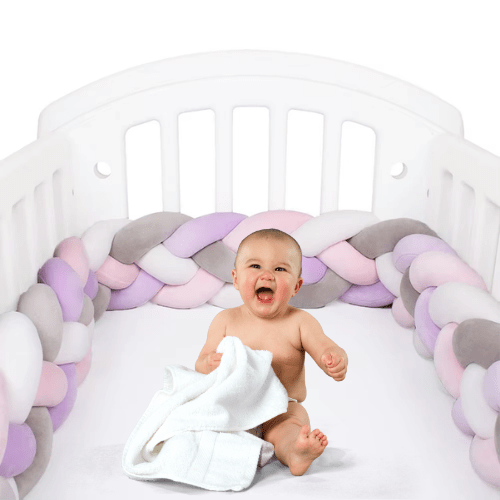 La tresse de lit - 4 - brins Gris Rose Mauve Blanc - Spot Bébé