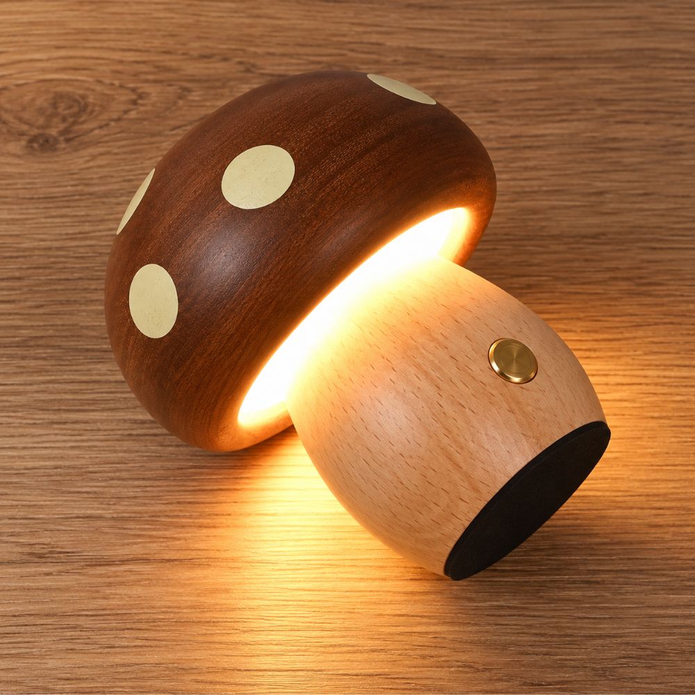 Détail du socle antidérapant en bois de la lampe veilleuse bébé