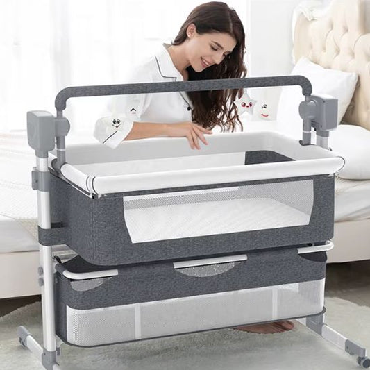 Lit cododo avec roulettes et matelas respirant inclus pour bébé