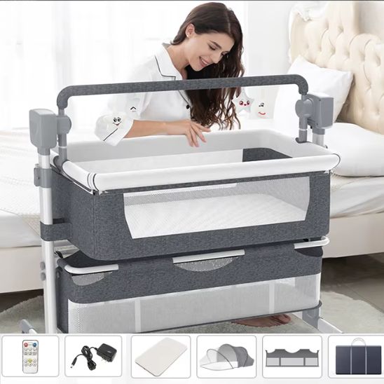 Lit cododo avec roulettes complet, incluant matelas, moustiquaire et accessoires pratiques pour bébé