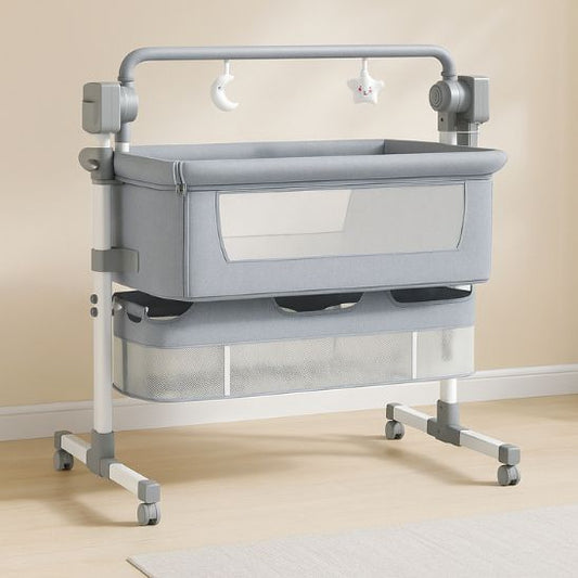 Lit cododo gris clair moderne sur roulettes pour bébé