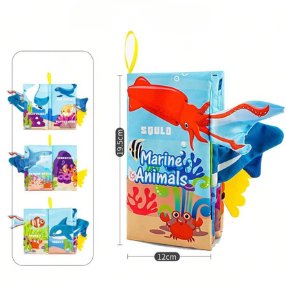 livre bébé en tissu avec activités tactiles et pages bruissantes
