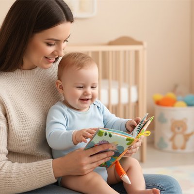 Livre bebe en tissus éducatif pour bébé avec illustrations simples