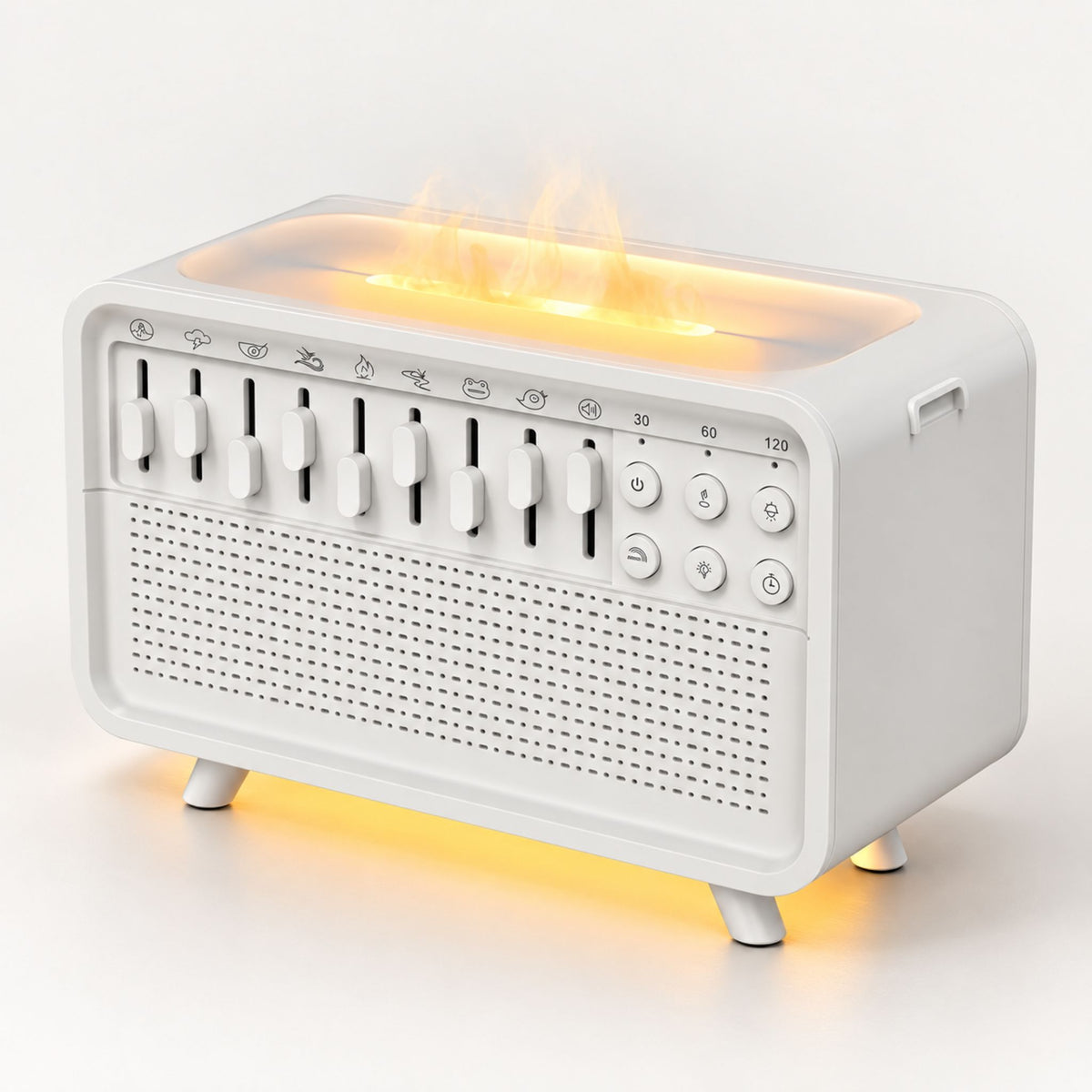 Machine bruit blanc humidificateur vintage blanche sur fond blanc
