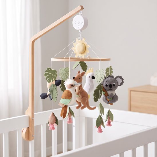 Mobile bébé Animaux Nature et Soleil seul avec animaux australiens en feutrine