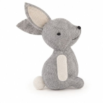figurine lapin gris en feutrine du mobile bébé forêt des rêves