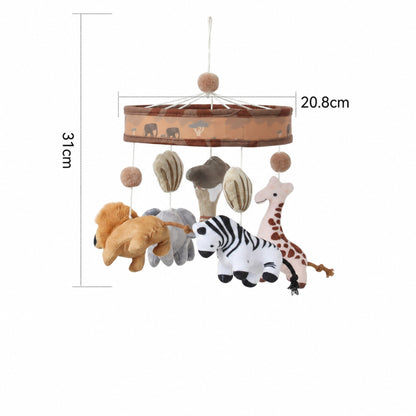 dimensions du mobile bébé girafe Baobab : 20,8 cm de diamètre et 31 cm de hauteur