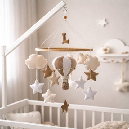 Mobile bébé montgolfière décoration poétique pour chambre de bébé