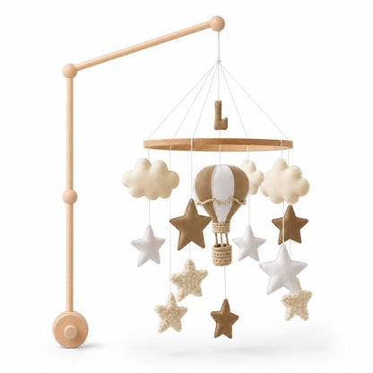 Mobile bébé montgolfière avec bras de fixation en bois