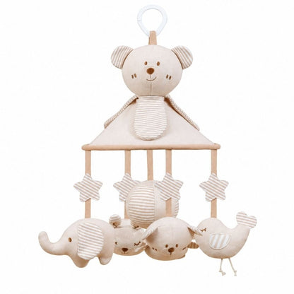 mobile bébé ours Barnabé en coton naturel sur fond blanc