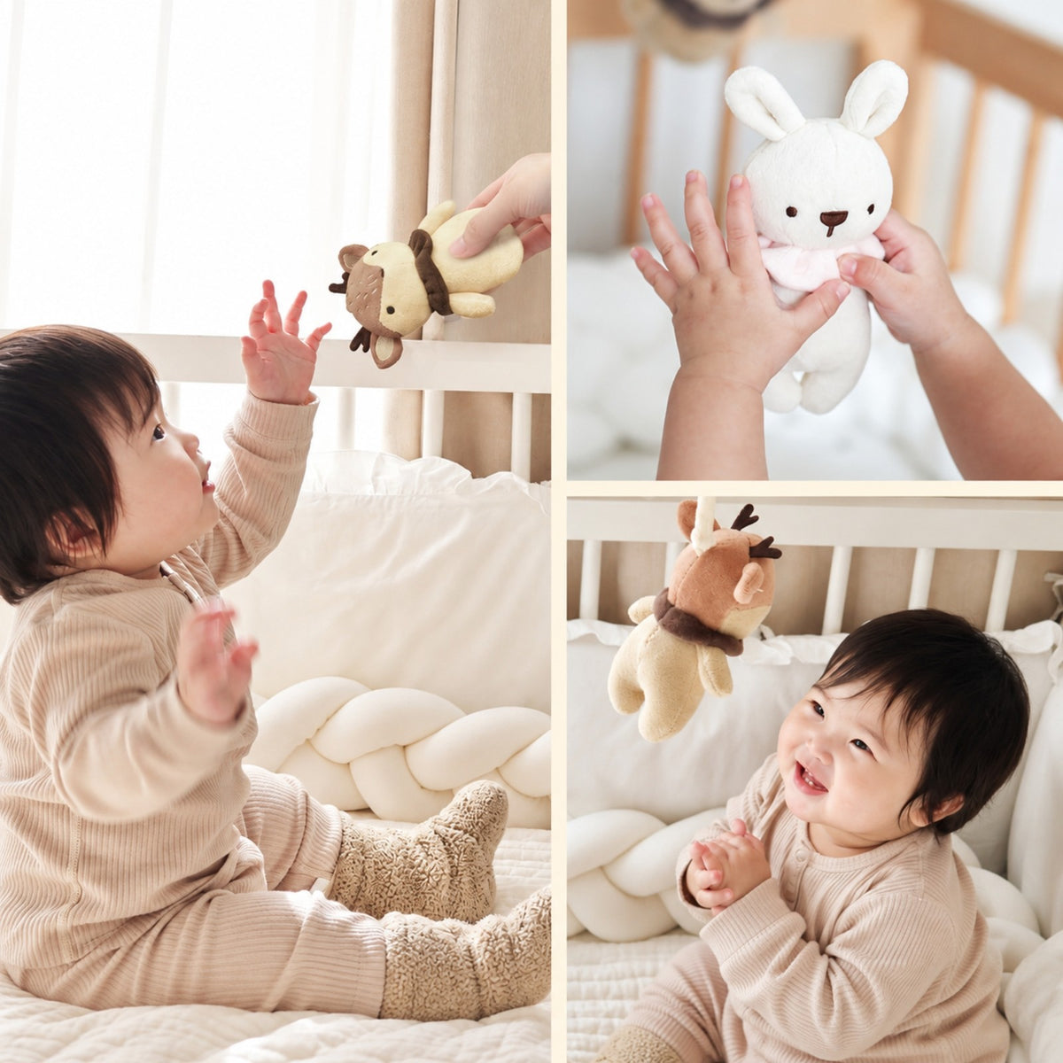 peluches détachables en coton du mobile bébé silencieux Petite Cour