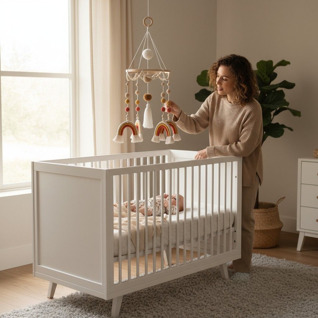 Mobile de lit arc-en-ciel pour chambre bébé – ambiance apaisante et lumineuse
