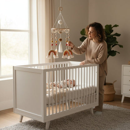 Mobile de lit arc-en-ciel pour chambre bébé – ambiance apaisante et lumineuse