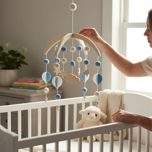 Mobile de lit bebe garçon suspendu pour chambre bébé – ambiance douce et rassurante
