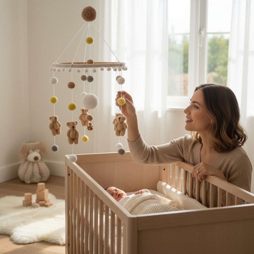Mobile de lit Nounours pour stimuler l’éveil visuel et la curiosité de bébé